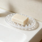 porte savon silicone drainage moderne blanc translucide hexagonal salle bain évier