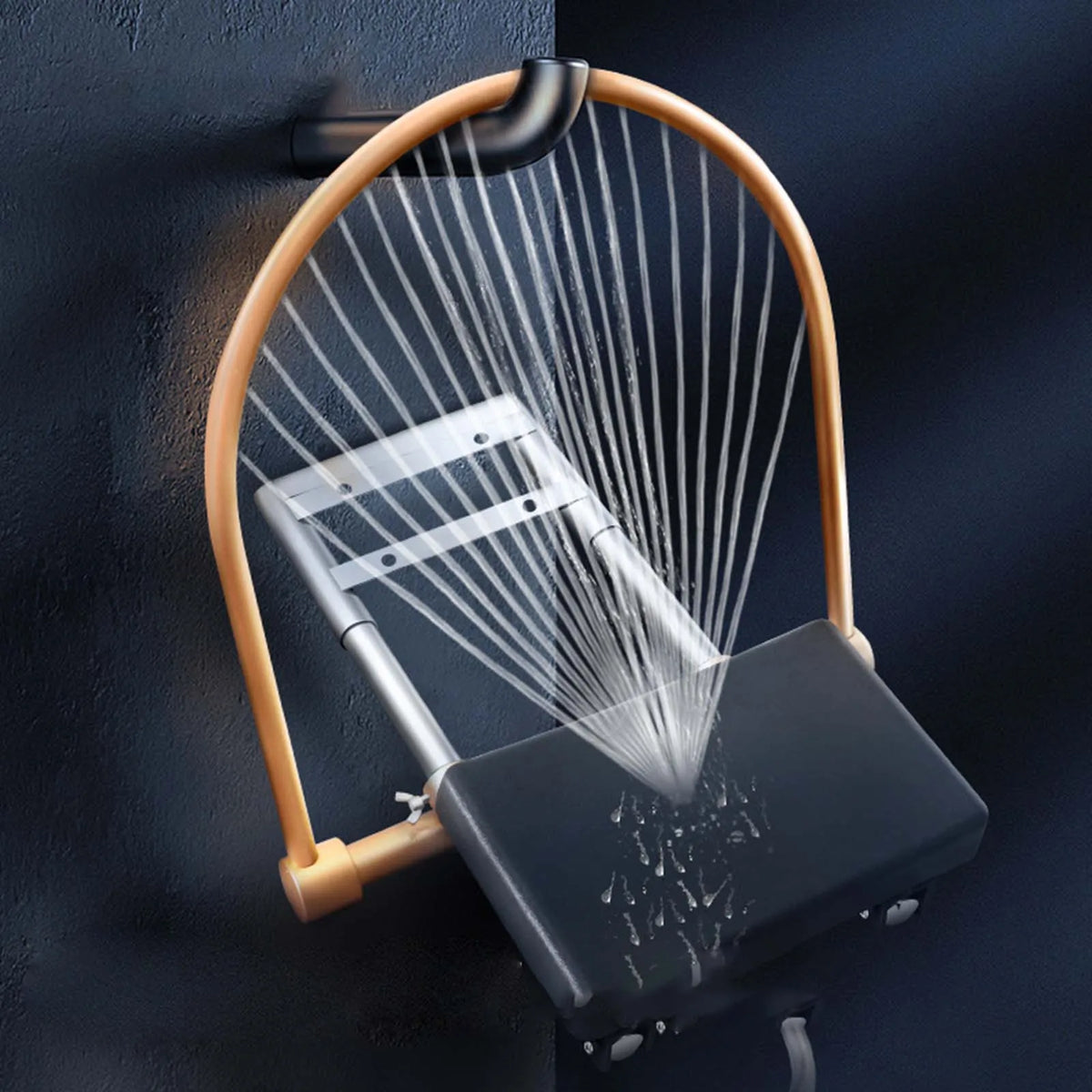 fauteuil shampooing salon coiffure structure aluminium or cuivre moderne jets eau tuyaux robinets professionnel