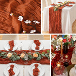 table chemin rouge bordeaux boho rustique semi transparente maison décor festive anniversaire mariage