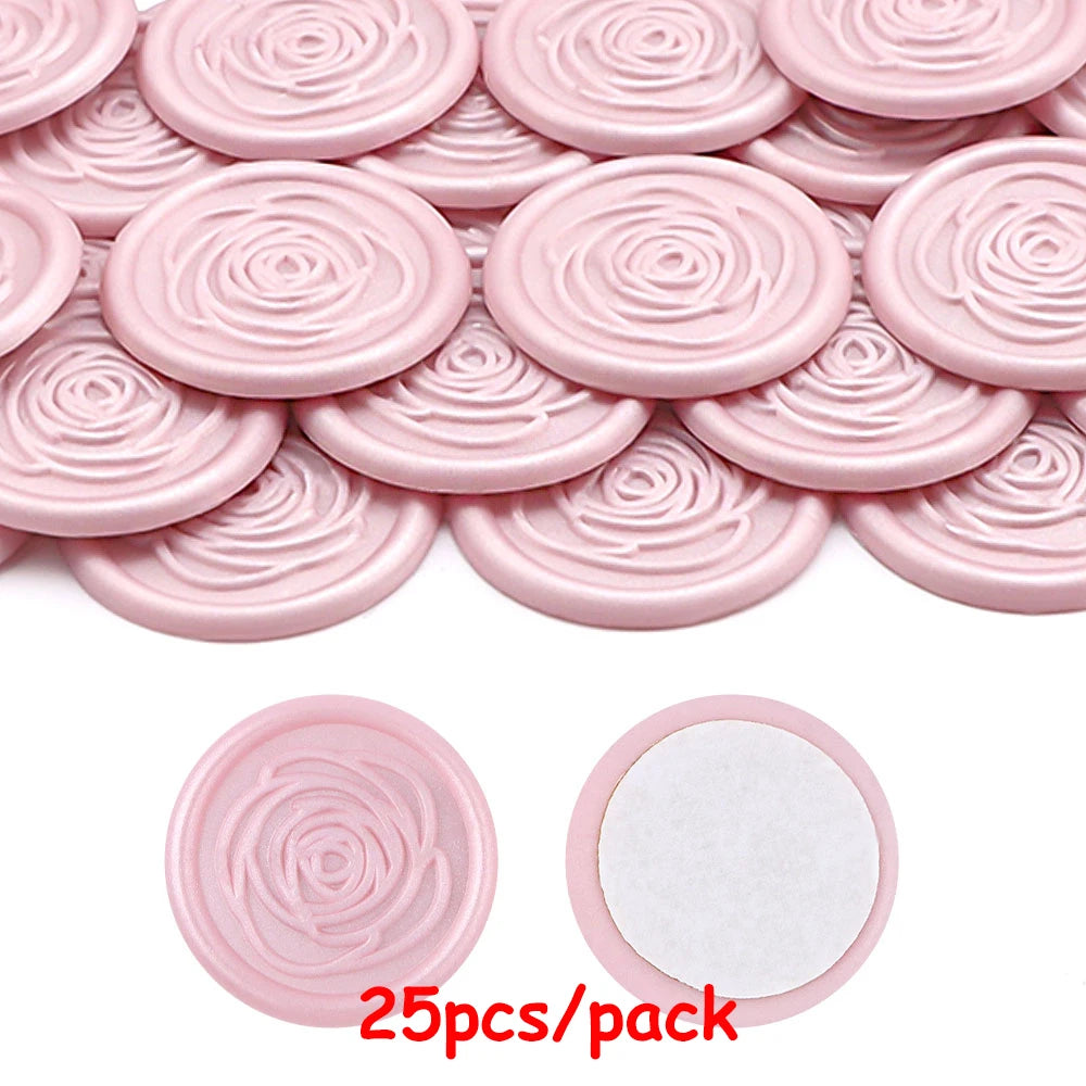timbres cire classiques adhésifs blanc bleu doré rose feuilles empreintes pieds roses enveloppes cartes