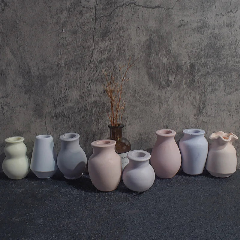 mini vases blanc rose pâle gris clair minimaliste moderne silicone