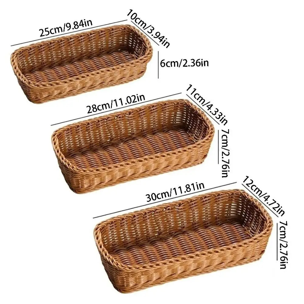 panier tressé beige clair rangement vaisselle portable maison réutilisable multifonction 25x10x6cm