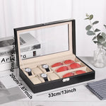boîte rangement cuir noir montres bijoux élégante boutons fermeture moderne
