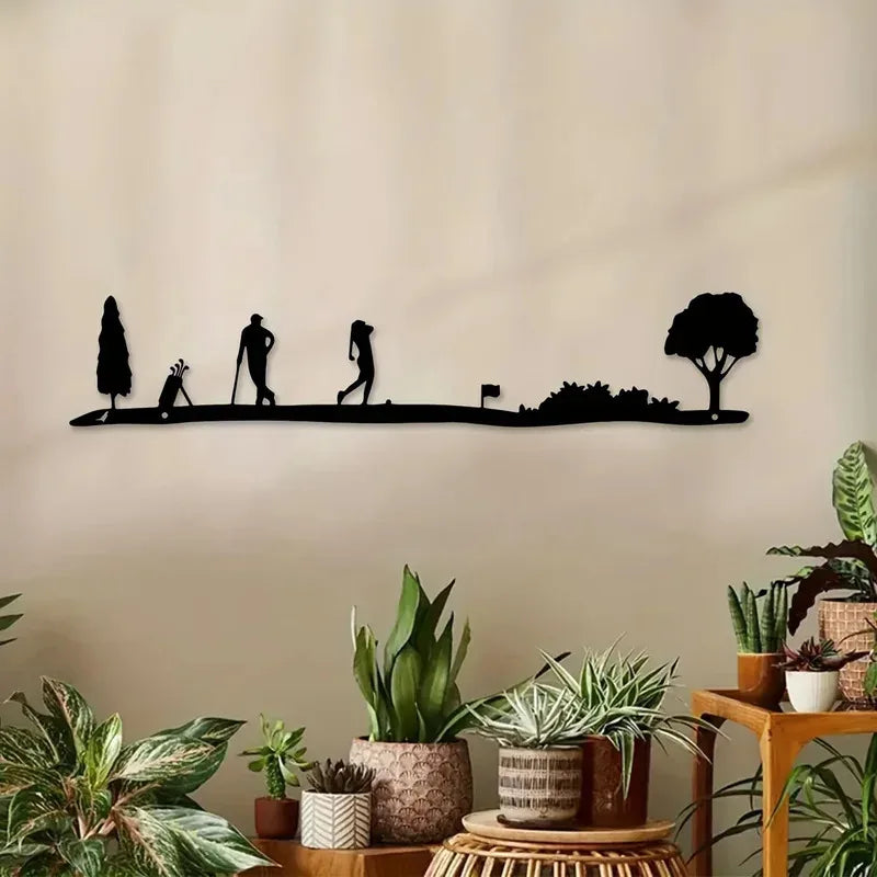 décor murale silhouette golf noir modernes balles clubs minimalistes