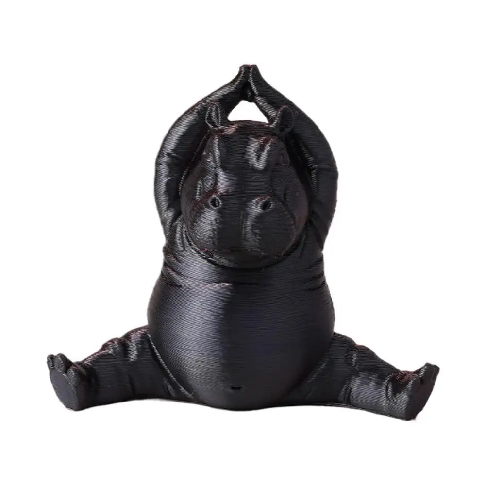 statuette hippopotame résine noire détaillée pose humoristique décoration cadeau articulée.textureGranulee