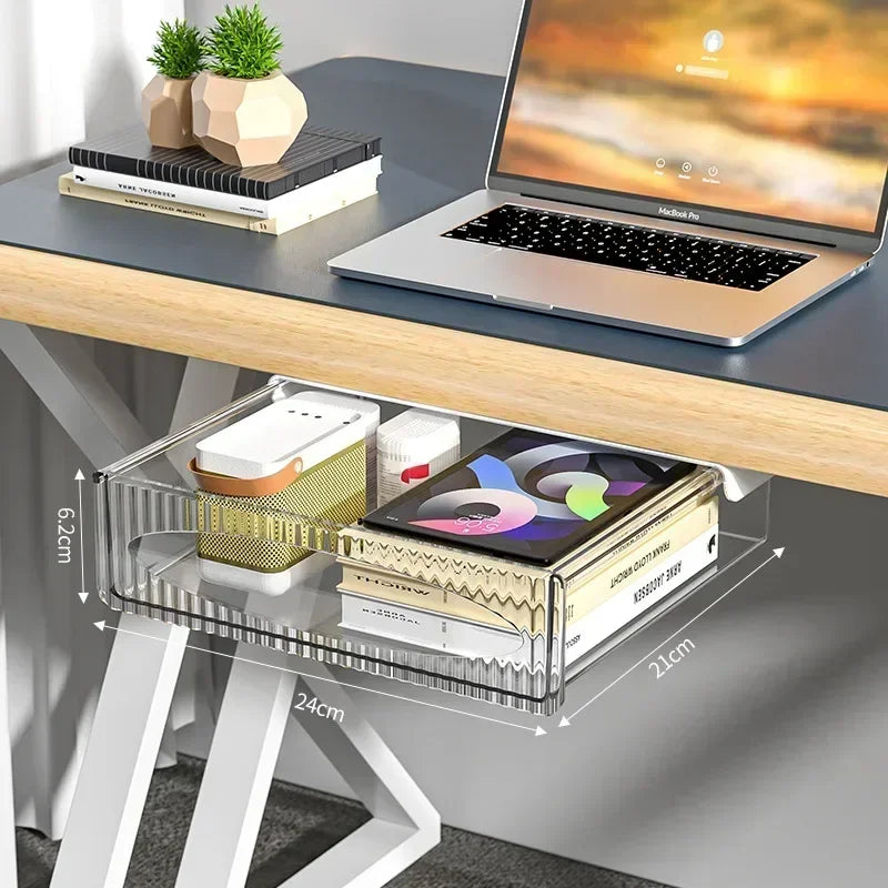 boîte rangement transparent moderne clips calculatrice lunettes stylos disques grande capacité