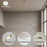 suspension lumineuse contemporaine filigrane doré led opalescente grande salle