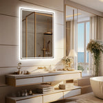 miroir bain vasque étagères moderne blanc bois élégant accessoires sallebain