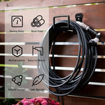 support mural tuyau arrosage robuste noir vert fixations vis mur utilitaire rangement outils fonctionnel