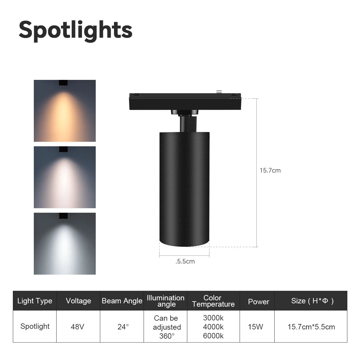 éclairage led spots clips magnétiques rail noir moderne 249 2000 lumens cct