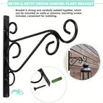 support mural noir plantes suspendues volutes rétro artisanal fixation vis chevilles murales