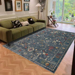 tapis floral orné vert beige bleu classique vintage antidérapant extérieur salon chambre prière