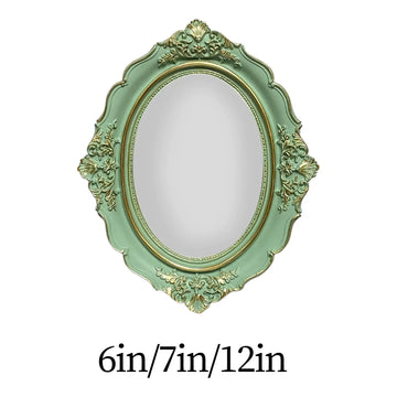 miroir ovale ornement floral résine verte doré decoration classique baroque maison chambre salon