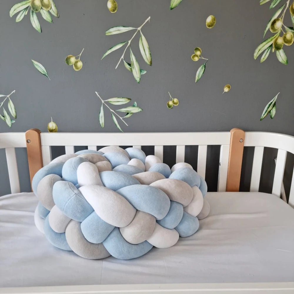 coussin tissé nœuds bleu clair gris moderne doux lit bébé 13 15cm 200cm 300cm