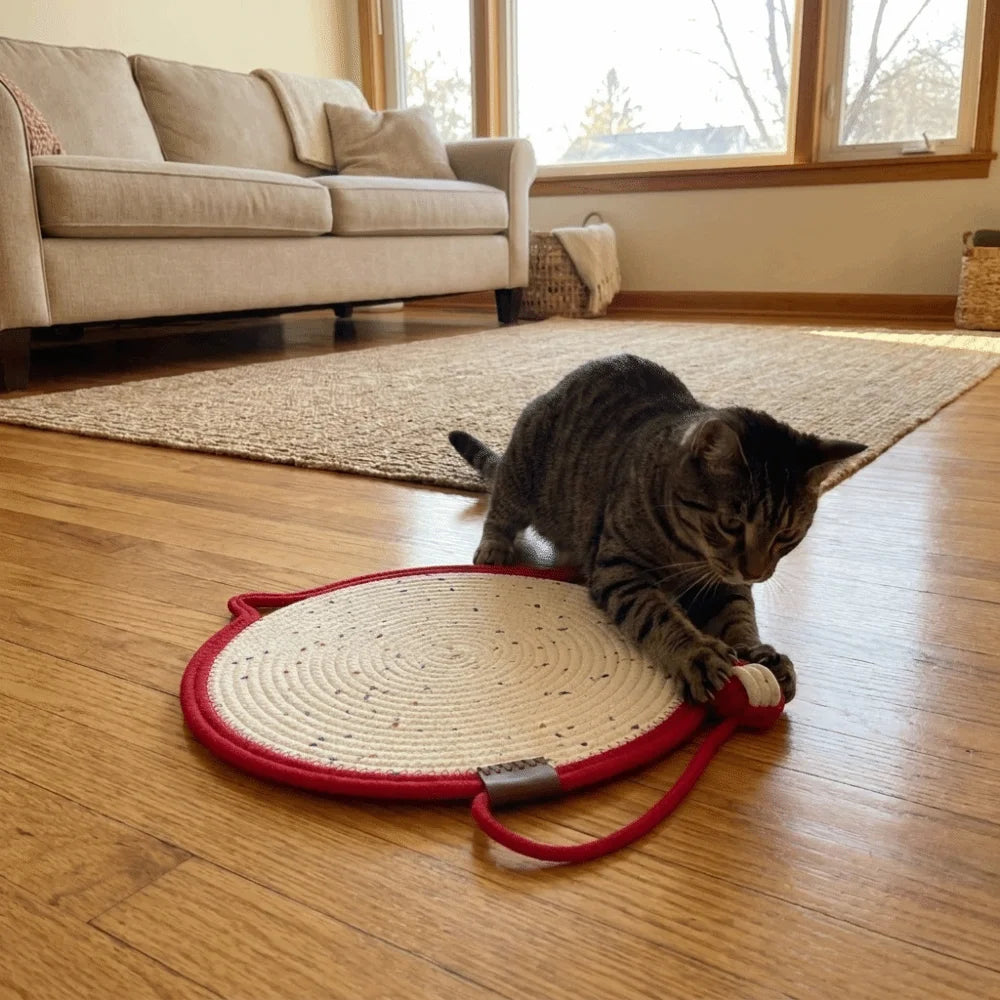 tapis chats blanc rouge rose jaune violet tissé points noirs moderne oreilles chat anneau