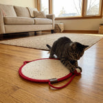 tapis chats blanc rouge rose jaune violet tissé points noirs moderne oreilles chat anneau