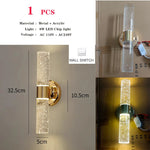applique murale moderne or transparent verre rayures chambre coucher éclairage led nordique