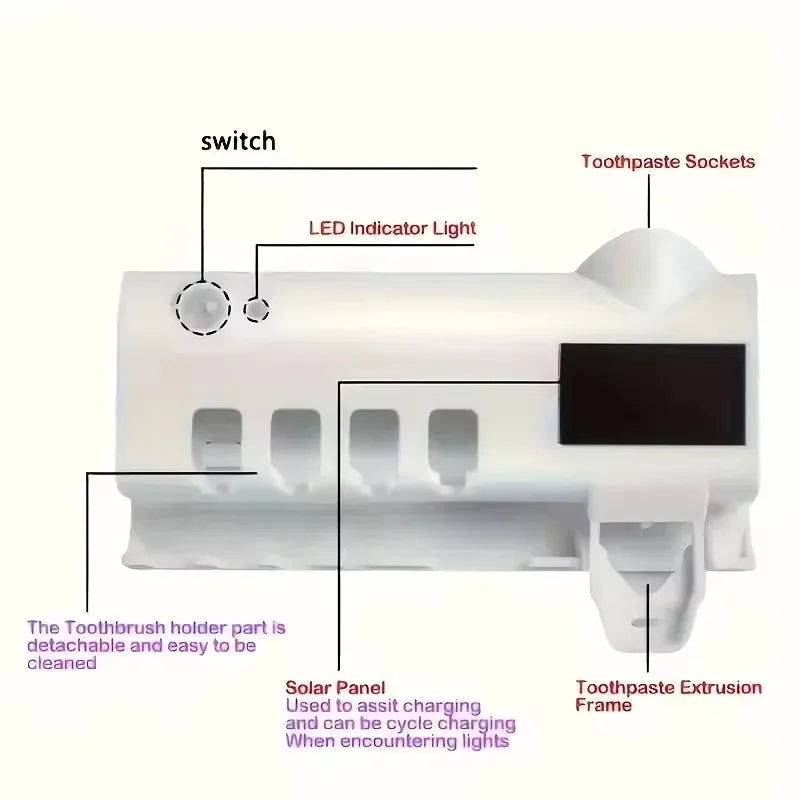 support brosse dents moderne adhésif rechargeable led tube dentifrice minimaliste