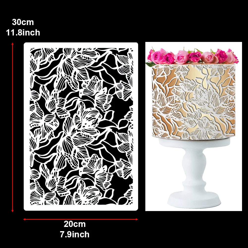 gabarit cuisine blanc floral moderne respectueux environnement outil pâtisserie décoration gâteau fondant mariage anniversaireOpaque