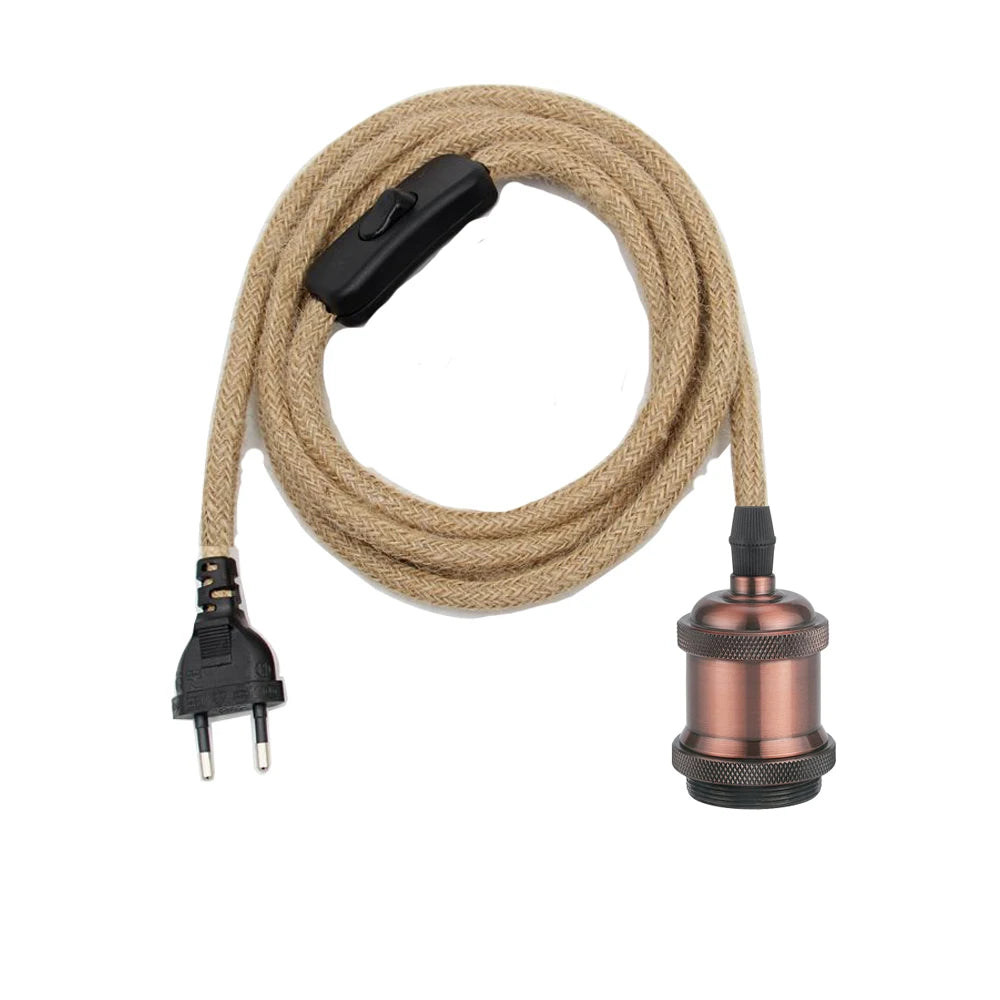 câble électrique suspension 2m 3m interrupteur douille E27 moderne industriel