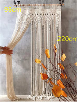rideau macramé blanc crème motifs géométriques franges boho chic crochet métallique