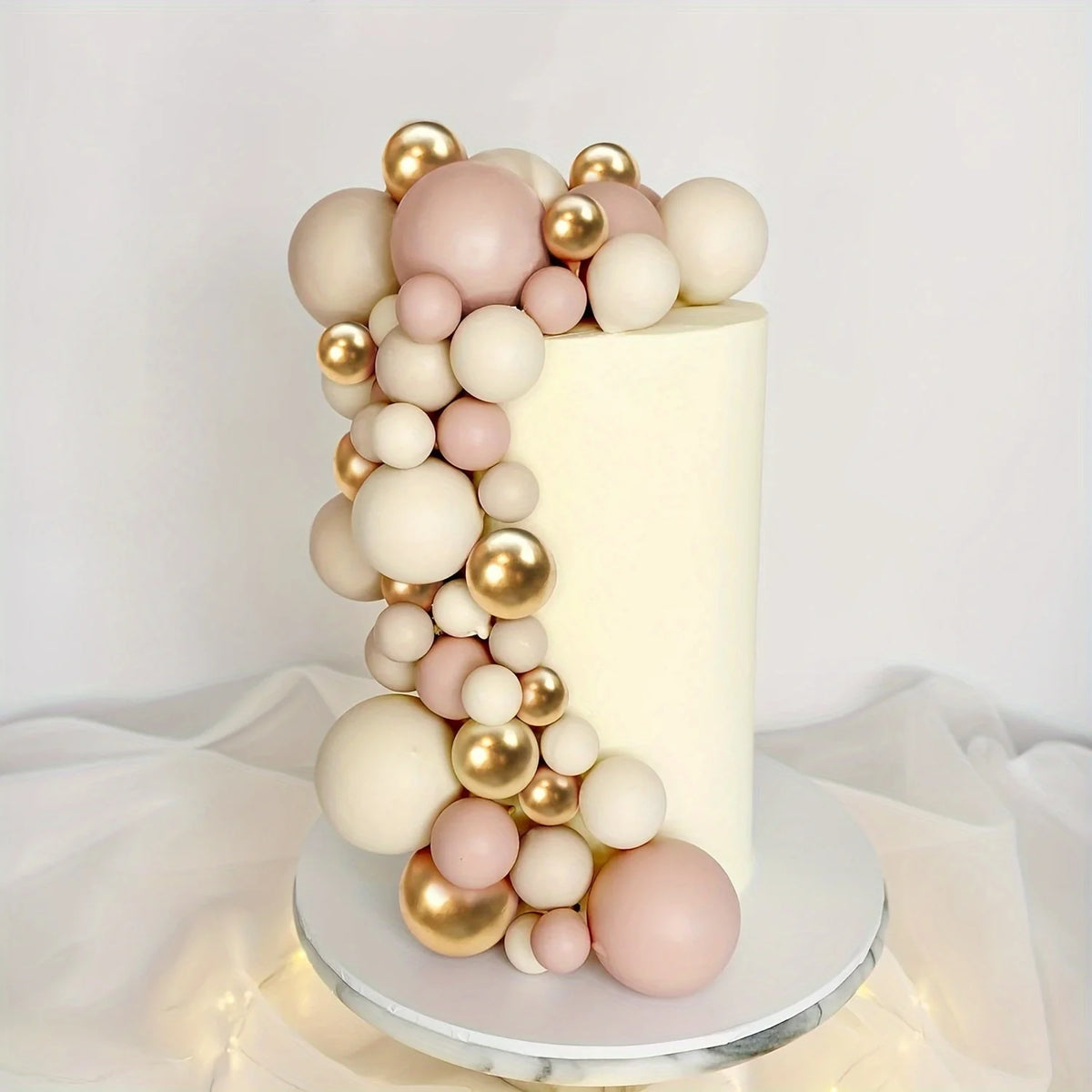boules décoration gâteau mariage fiançailles noël saint valentin rose beige blanc or brillantes