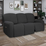 housse canapé inclinable fauteuil polyester lavable moderne élastique gris foncé doux poche rangement summer