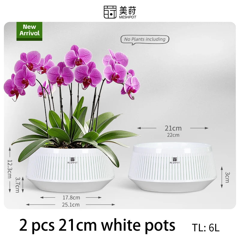 pots orchidées blancs moderne ventilation aération plateaux intérieurs extérieurs