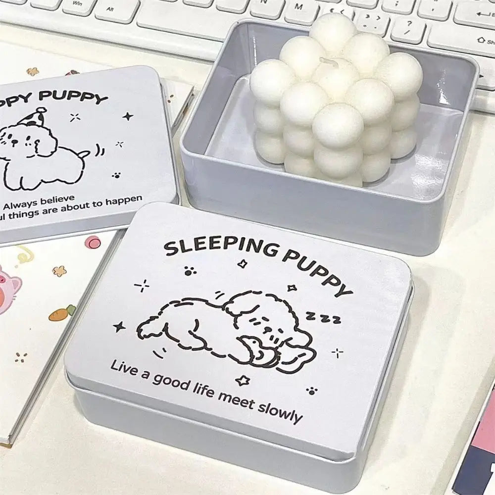 boîtes métalliques blanches dessins animaux chats chiens ours kawaii épingle photos simples