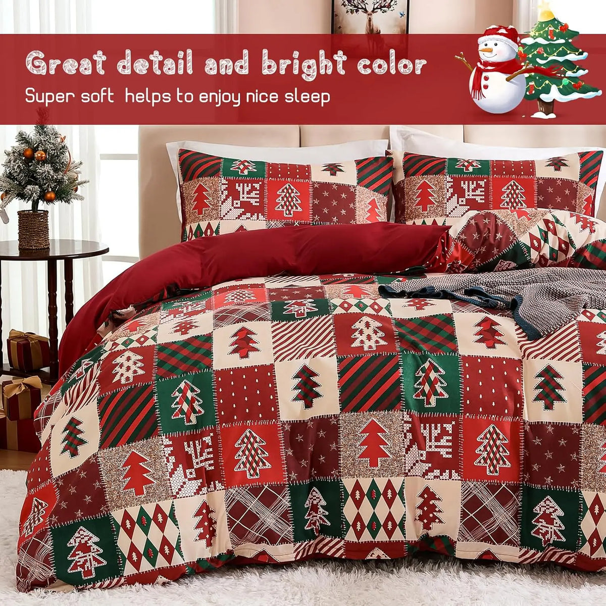 Texture douce du polyester de la housse de couette festive