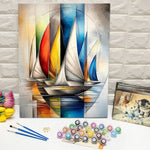 toile peinte abstraite voiles bateau moderne multicolore kit débutant adultes crafts supplémentsiaux crochets vis