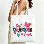 sac main toile cartoon coeurs marguerites blanc moderne sans fermeture echangette poignees