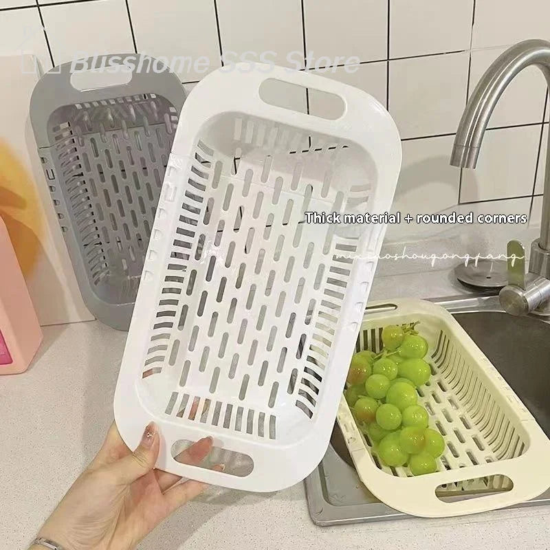 panier cuisine blanc gris rayures moderne réutilisable taille réglable poignées fruits légumes