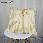 coussin patchwork fourrure lapin blanc beige simple décoratif moderne lit voiture