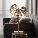 lampe poser moderne led dorée feuilles palmier base plate salon chambre coucher