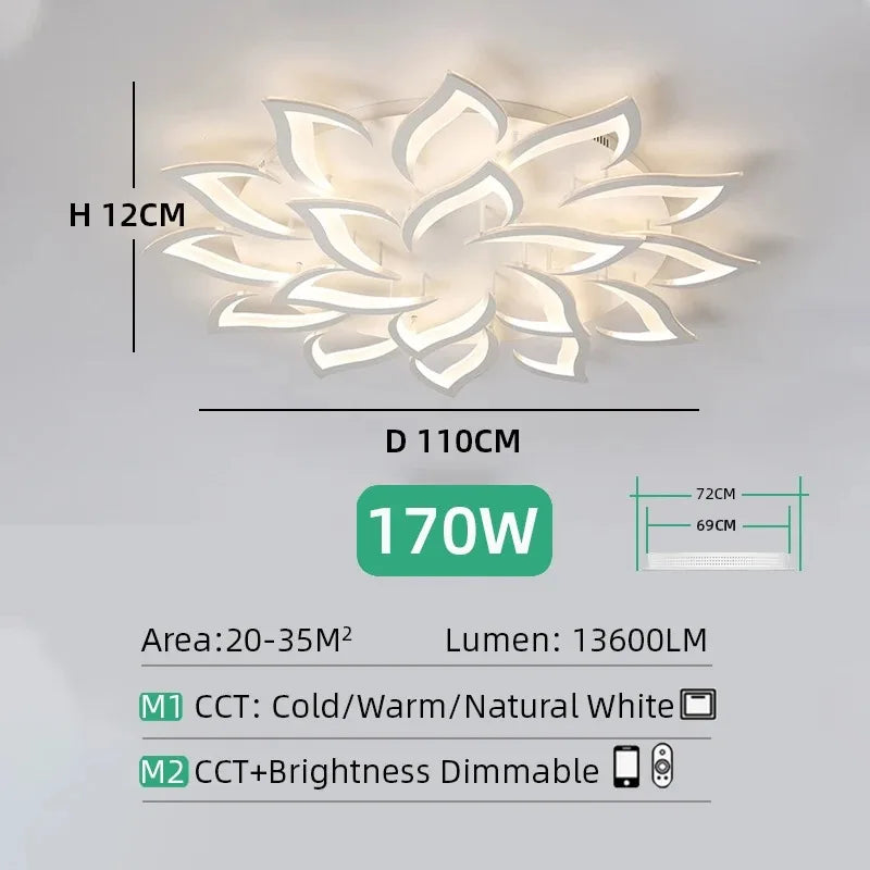 plafonnier led moderne fleur lotus blanc télécommande différentes couleursflux lumineux réglable garantie an