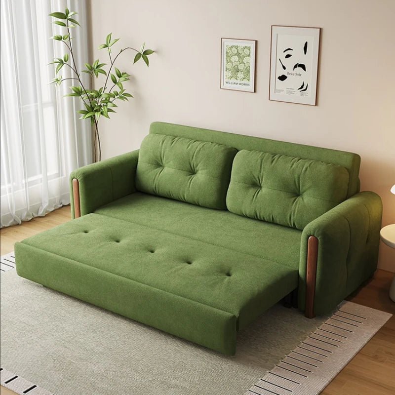 canapé lit moderne velours vert coussins minimaliste assemblage facile multifonctionnel salon