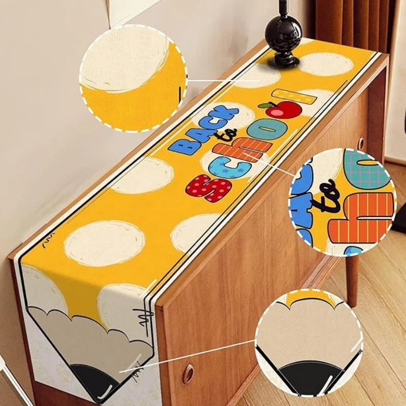 chaise table lin motif crayon back school jaune rouge noir deco enfantine event rentrée