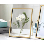 cadre photo verre transparent pied or moderne motifs abstraits minimaliste