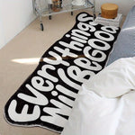 tapis noir lettres blanches salon chambre résistant lavable moderne minimalisteintérieurextérieur