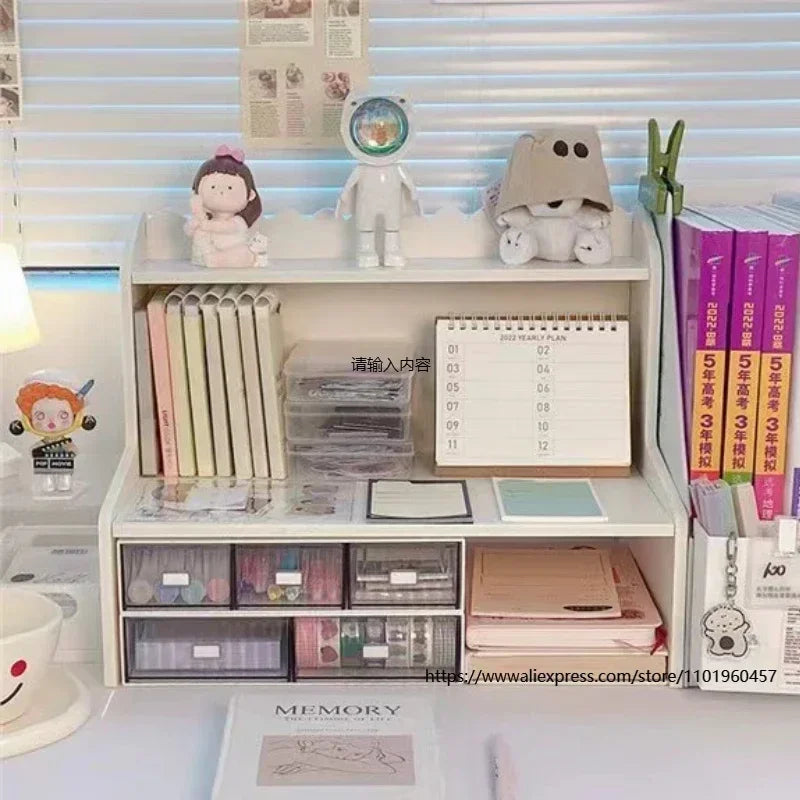 rangement deux niveaux blanc tiroirs transparents minimaliste asiatique