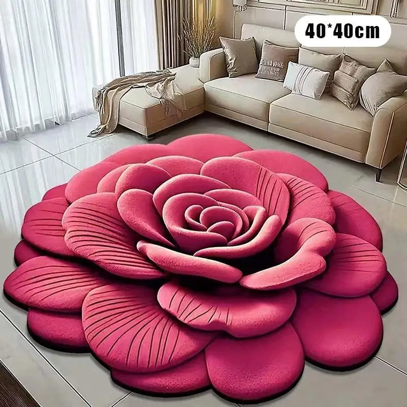 tapis fleur relief violet bleu rouge moderne velours cristallin doux salon durable