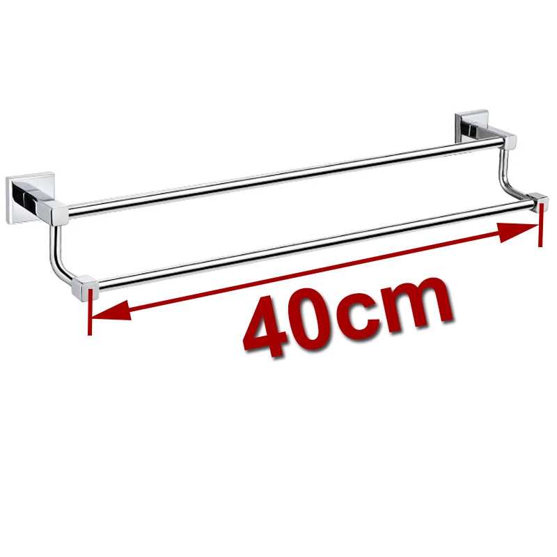 porte serviettes mural chrome acier inoxydable double barres vis moderne fixation