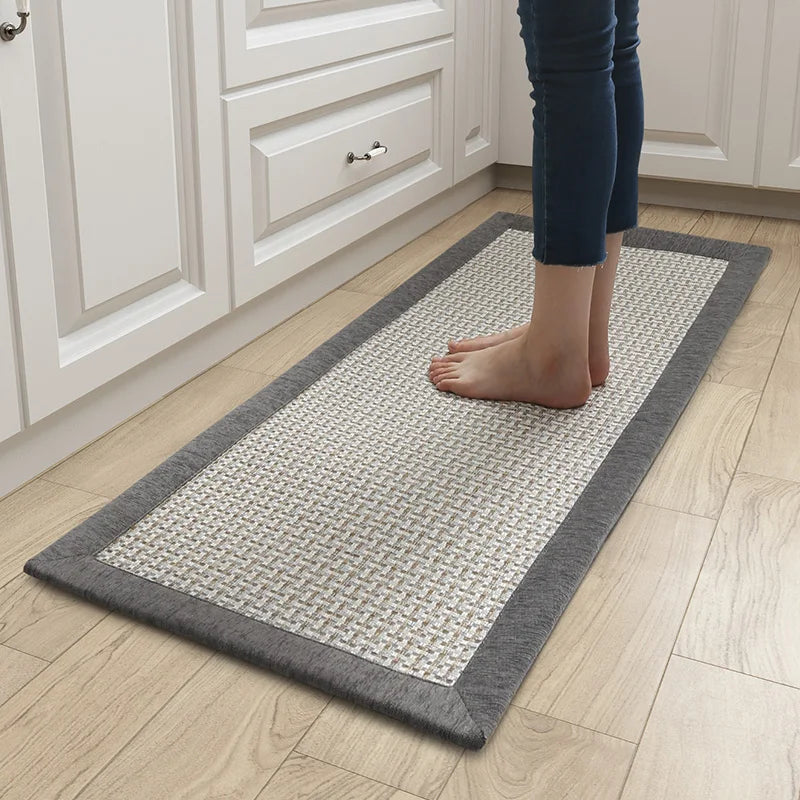 tapis cuisine beige gris antidérapant chenille moderne jute lavable sol intérieur