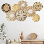 décorations murales bohèmes tressées plateaux naturels motifs radiaux ensemble plusieurs tailles spiralées