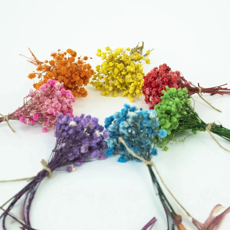 fleurs séchées bouquets multicolore violet orange rouge naturel rustique décoration maison artisanat diysortie