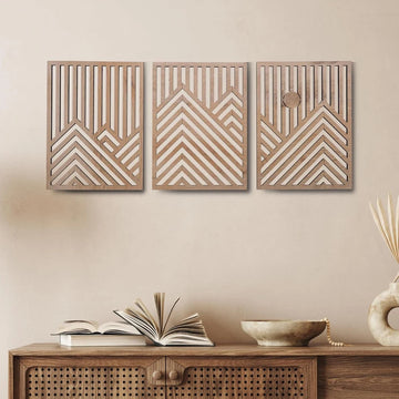 panneau décoratif mural moderne marron foncé blanc rayures bois chambre salon