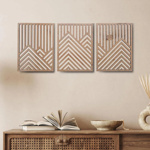 panneau décoratif mural moderne marron foncé blanc rayures bois chambre salon