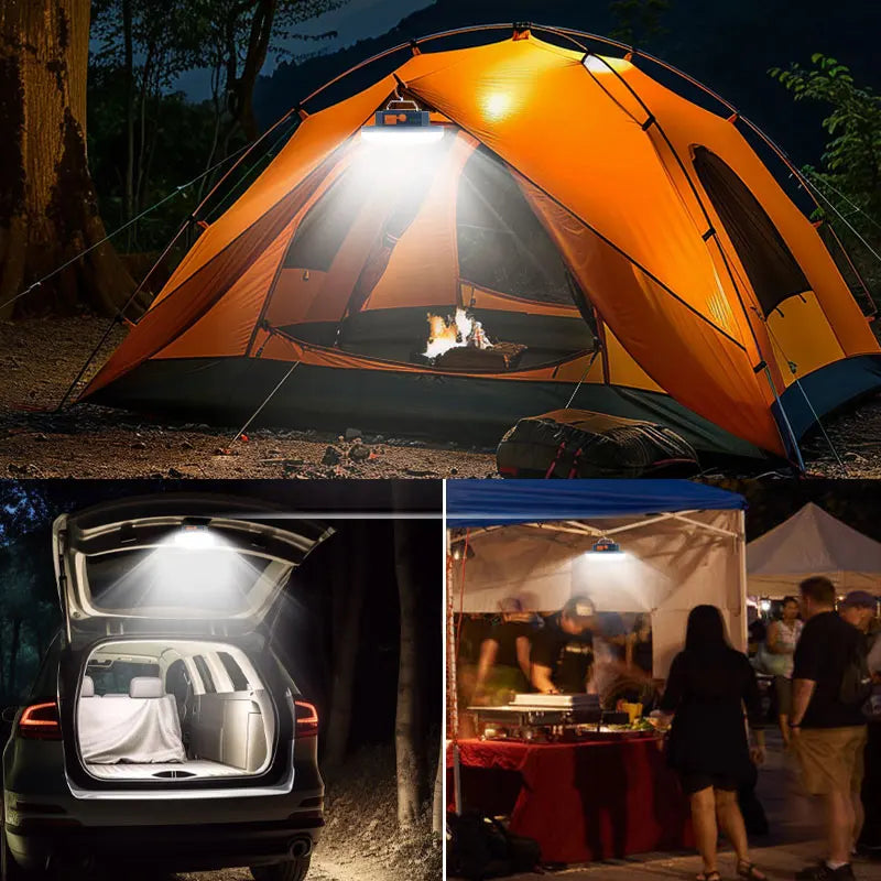 lampe led camping bleu orange vert hexagones moderne rechargeable usb type