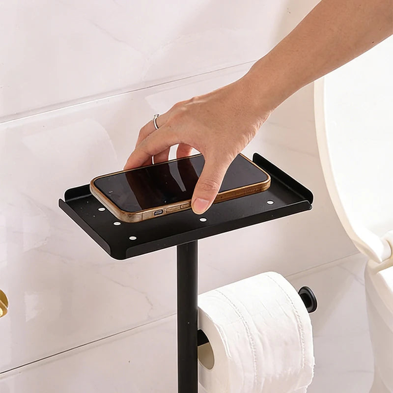 support toilette moderne noir acier inoxydable plaque carrée rouleaux papier toilette brosse wc plateau